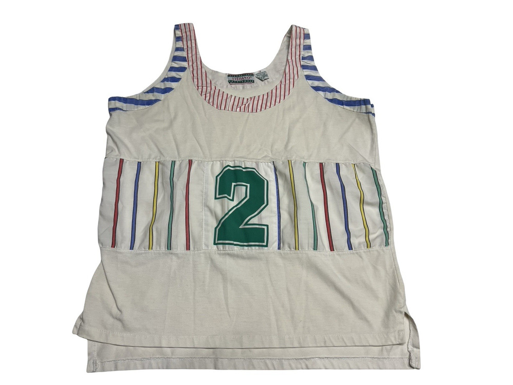 Vintage 80s Stefano International Sporty Jersey Numbered Sleeveless Tank Top S